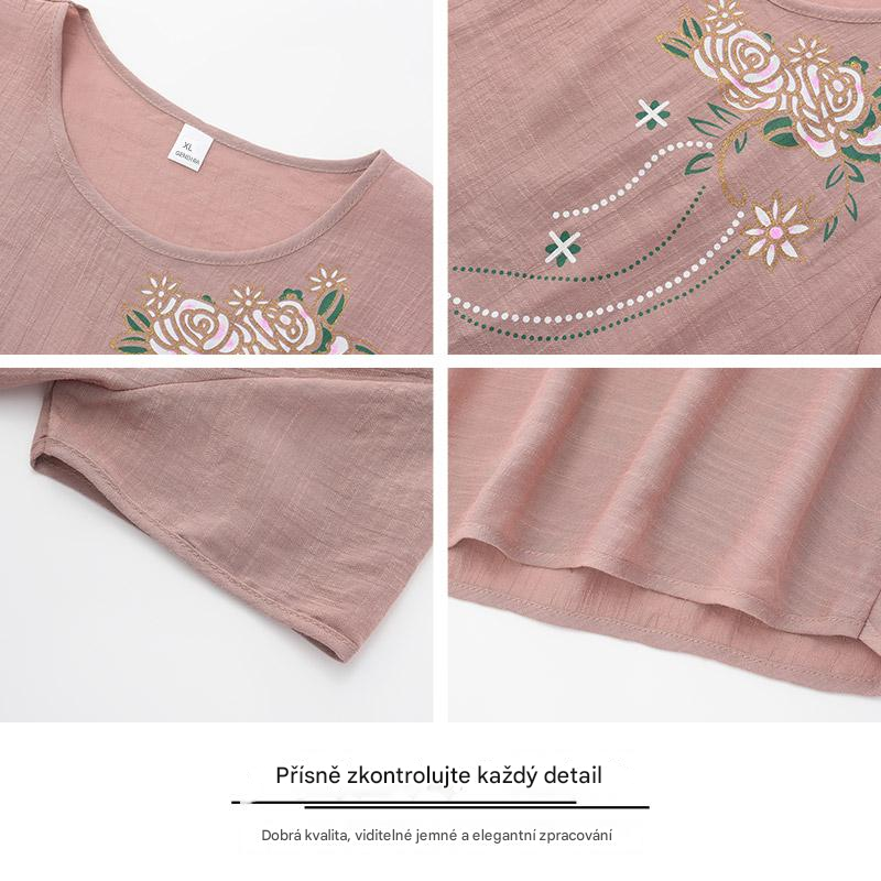 【50% sleva】【XL~4XL】🌸Letní bavlněné a lněné domácí obleky pro osoby středního a staršího věku