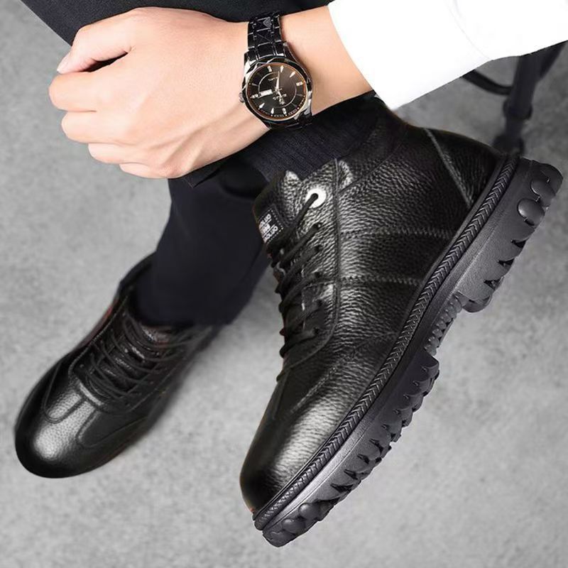 🔥🥾【50 % popust】【39-44】Moški zimski čevlji iz debelega usnja in bombaža s podlogo iz flisa