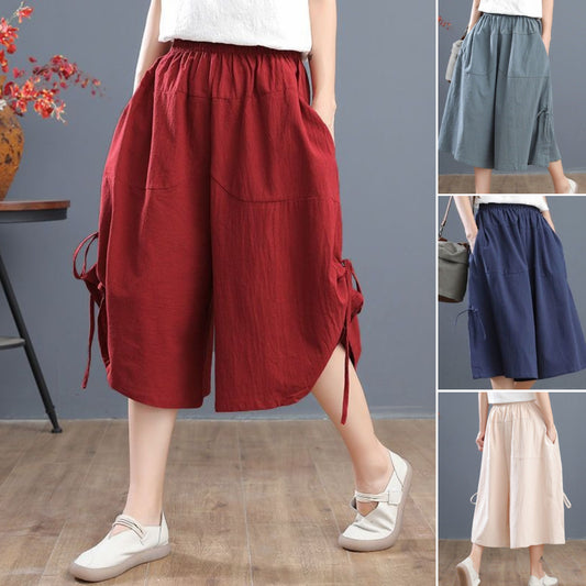 🔥🔥【Reducere 50%】【S-5XL】😍 Pantaloni largi din bumbac și in la modă de vară