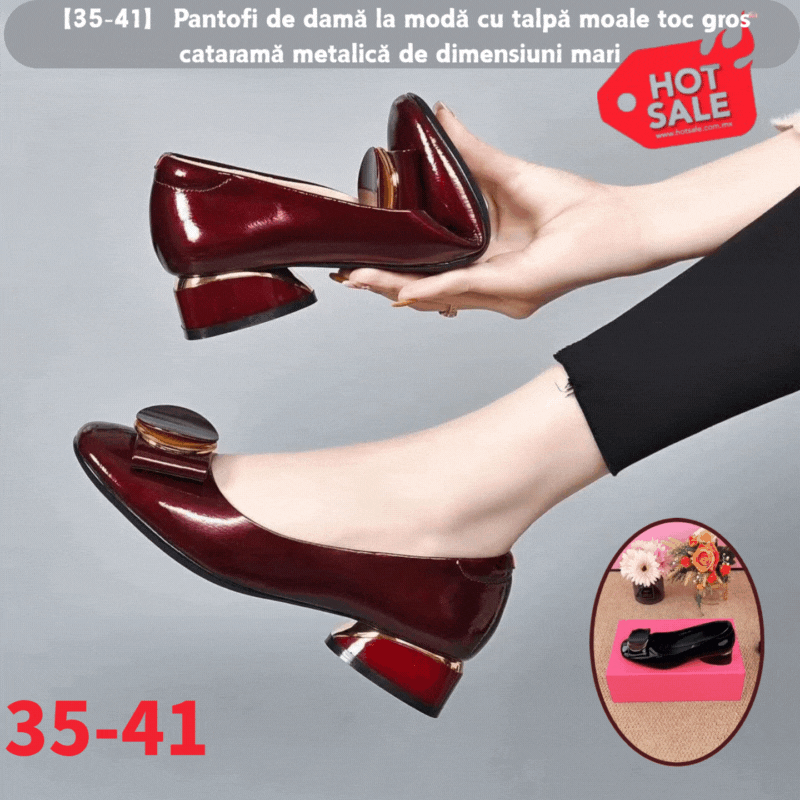 💥🔥👠2025 noua moda retro talpa moale respirabila toc gros catarama metalica marime mare pantofi dama