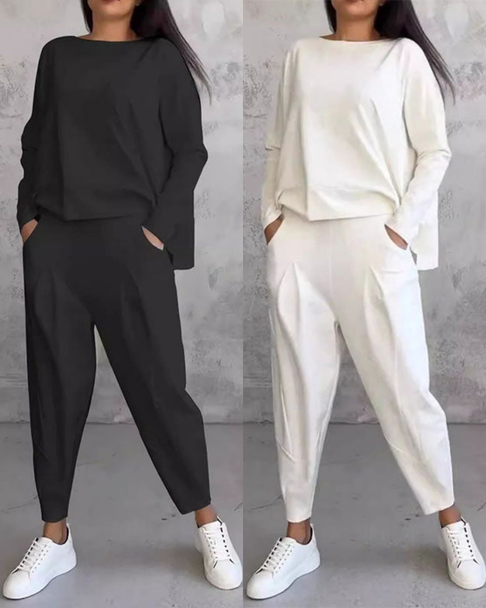 💃50% sleva 💖 Nová jednoduchá bavlněná souprava na jaro-podzim 2025.