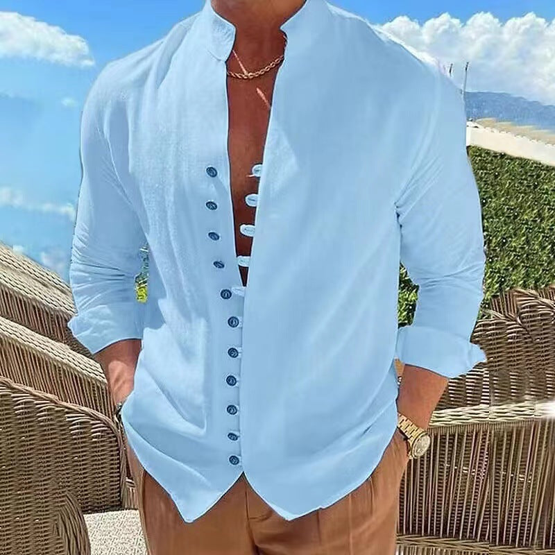 🌈👔【50% popust 🔥】【S-3XL】😍Nova kolekcija 2025, moška bombažno-lanena srajca, večje velikosti, ohlapna srajca z dolgimi rokavi
