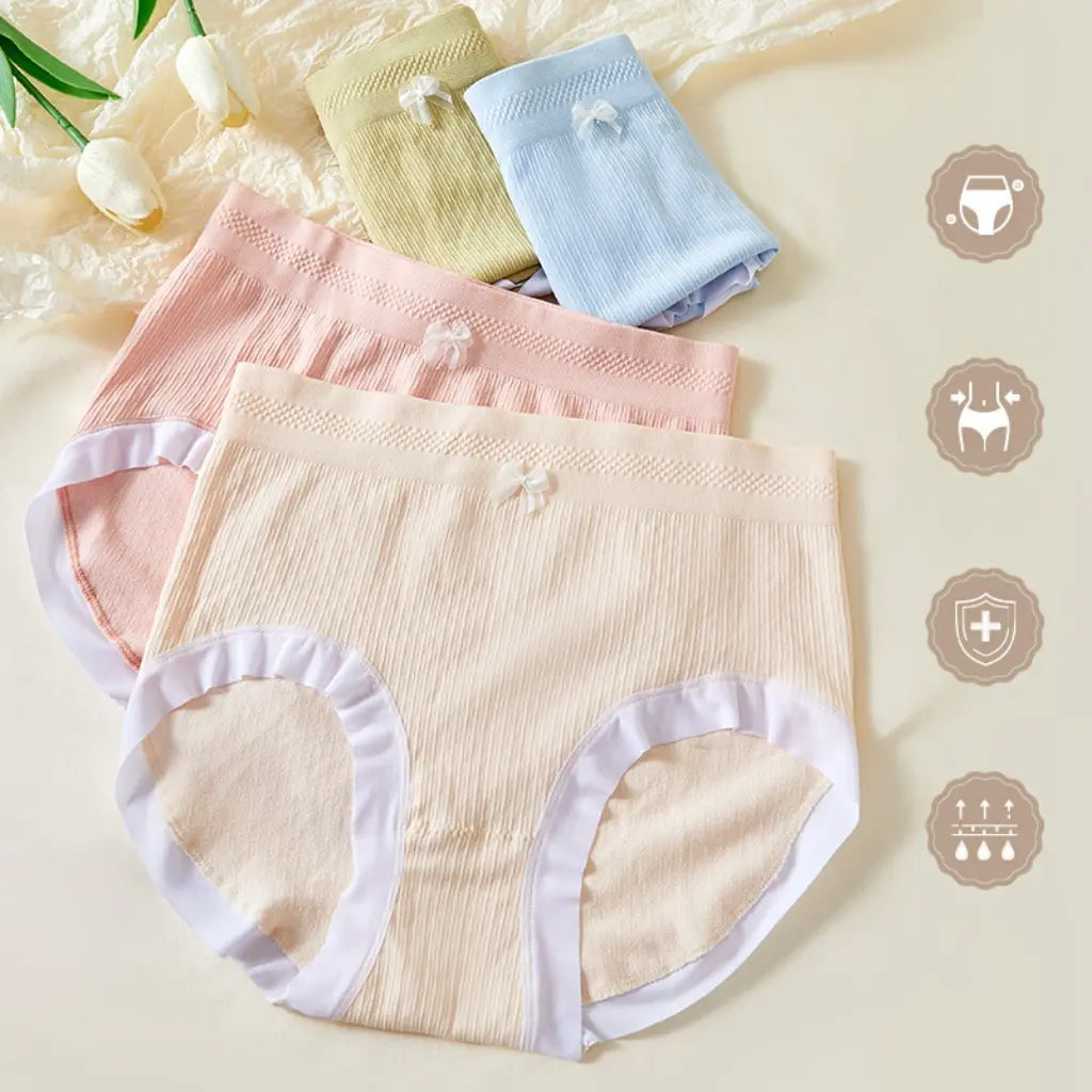 🎀💟【8 sztuk】【40-90kg】Prosta i wygodna bielizna damska z wysokim stanem, oddychająca, antybakteryjna, wykonana z czystej bawełny