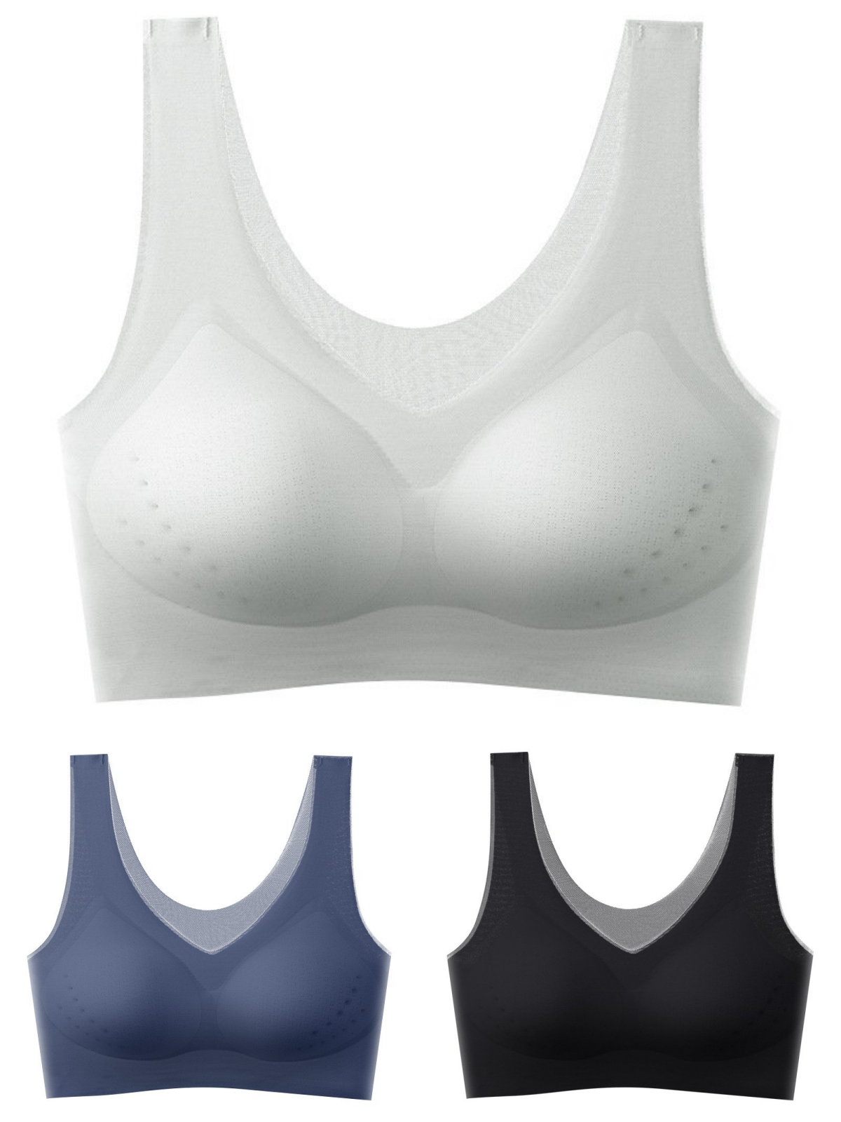 šćPromocija - 50% popusta-Set od 3 dijelaćć40-120 kgć2025, beÅ”avni grudnjak od ledene svile s efektom liftinga. Skupljanje kako bi se sprijeÄilo progibanje