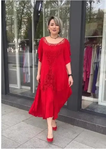 【50 % popust】【S-5XL】👗2025 Nova ženska obleka s čipko za večje številke