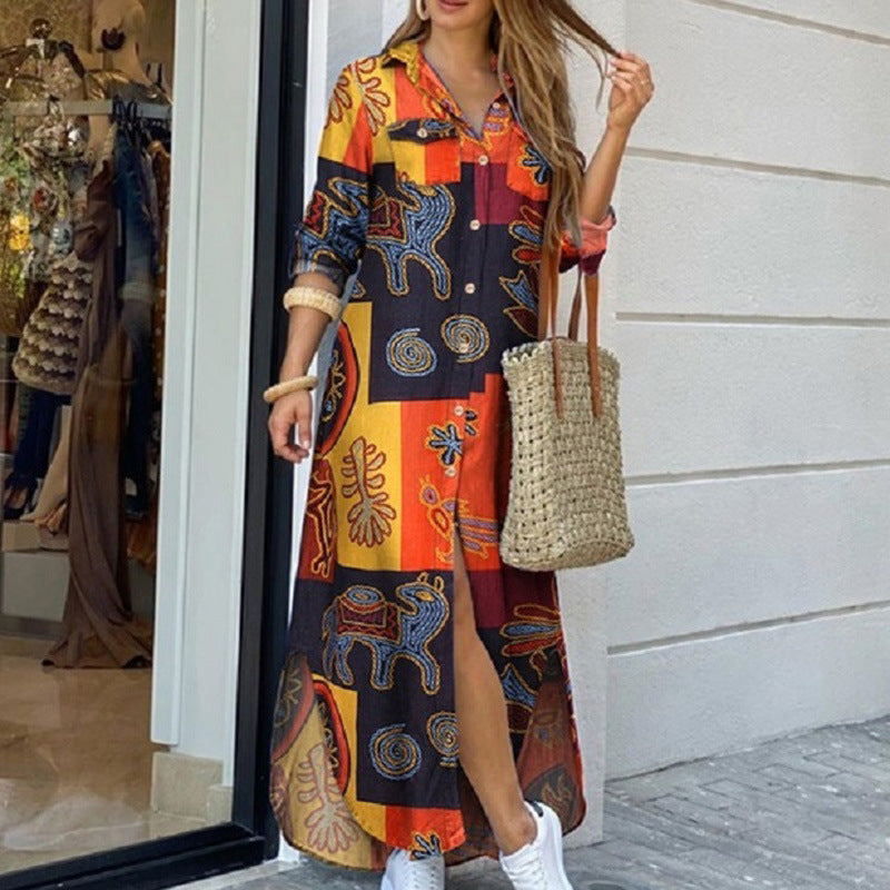 💃💖【50% popust 🔥】【S–5XL】😍 Nova srajčna obleka z dolgimi rokavi v večjih velikostih, moderen stil, na voljo v 11 barvah