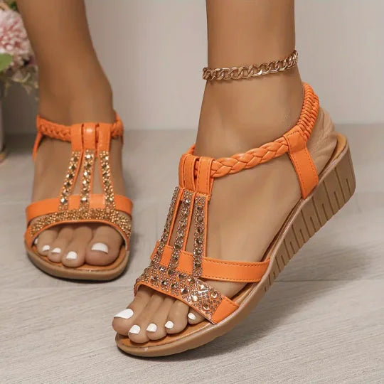 👡💖【34-43】Sandale cu pană cu strasuri pentru damă