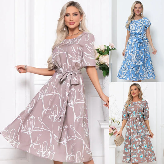 ✨【Promocija novih izdelkov】🎉50% popust👗【Veličine S-5XL】Nova potiskana obleka, elegantna, preprosta in modna oblika