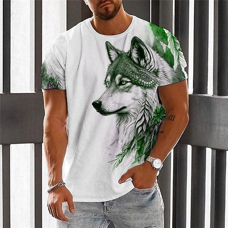 【50% sleva】【2XS-6XL】👕👕 Pánské tričko s potiskem vlka