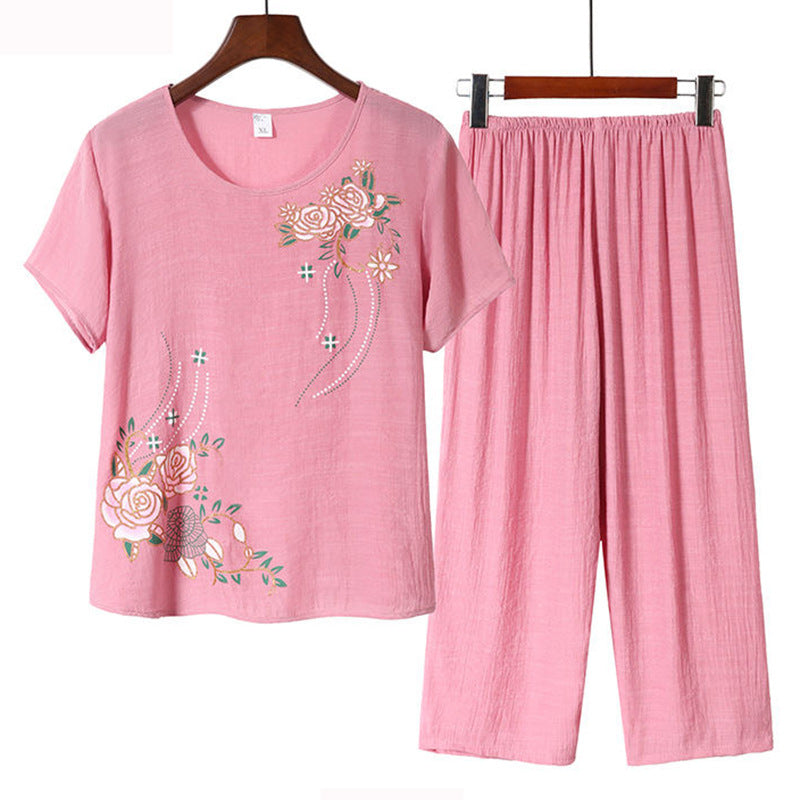 【50% sleva】【XL~4XL】🌸Letní bavlněné a lněné domácí obleky pro osoby středního a staršího věku