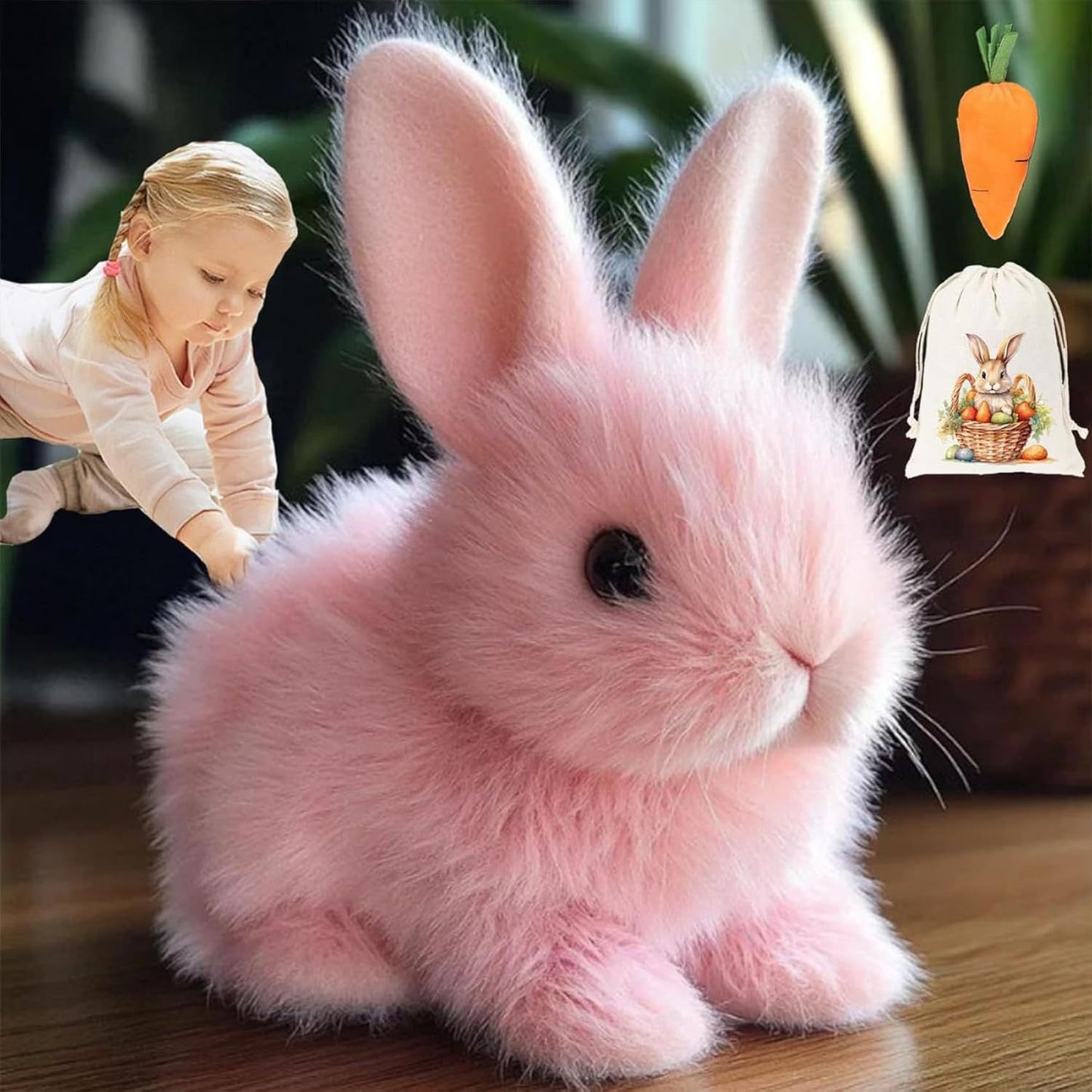 🔥💥🐰🐇【50% reducere】Jucărie drăguță de iepure, jucărie de pluș electrică super simulare iepure