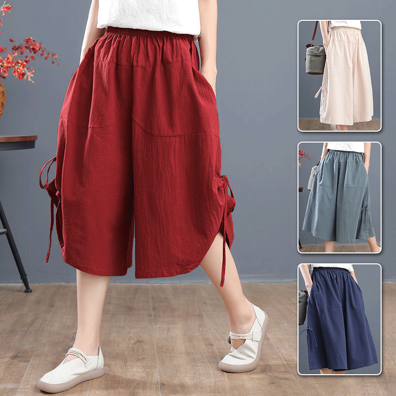 🔥🔥【Reducere 50%】【S-5XL】😍 Pantaloni largi din bumbac și in la modă de vară