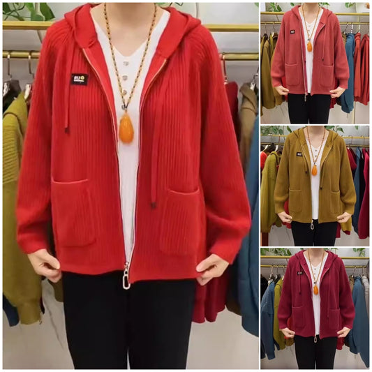 💓💓【50% OFF】【45-80 kg】2025 New Vertical Stripe Hooded cu glugă Monogrammed Zip Top