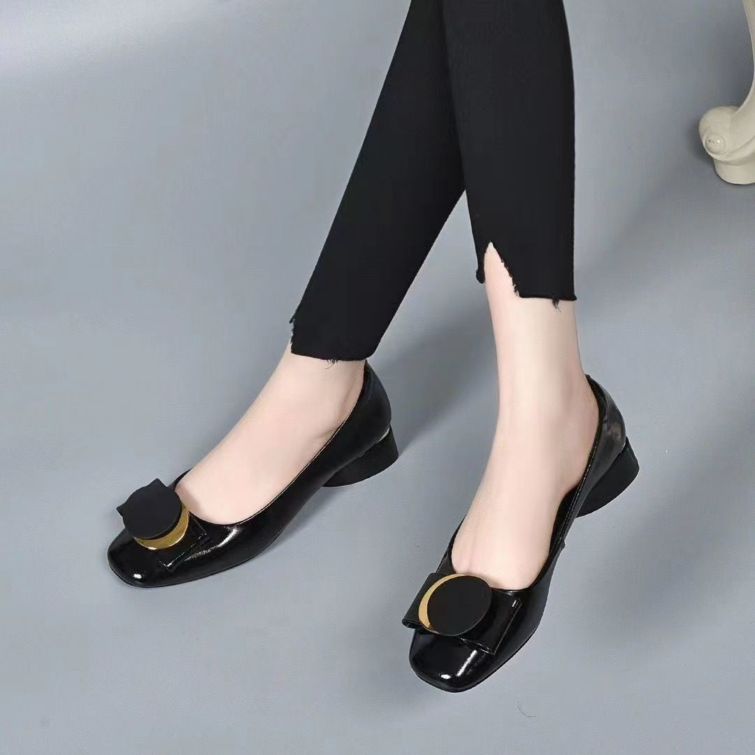 💥🔥👠2025 noua moda retro talpa moale respirabila toc gros catarama metalica marime mare pantofi dama