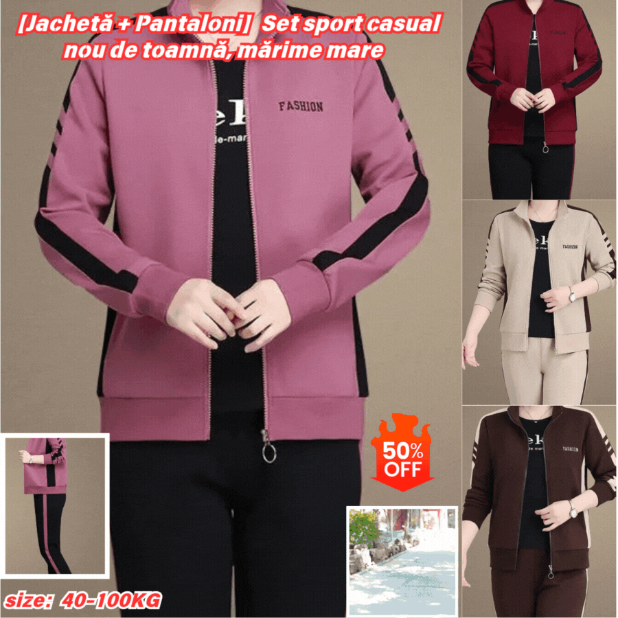 🔥50% OFF🔥【M-5XL】【Jakna + hlače】😍 Nov jesenski športni komplet za prosti čas, velika velikost