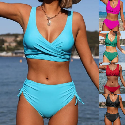 🏖️👙【Sleva na nové produkty】🌴【S-3XL】Nové dámské jednoduché jednobarevné, rychleschnoucí, pohodlné a prodyšné bikiny na léto 2025.