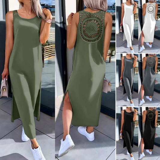 💟👗【S-XXL】Poletna obleka brez rokavov iz čipke s stranskimi razporki