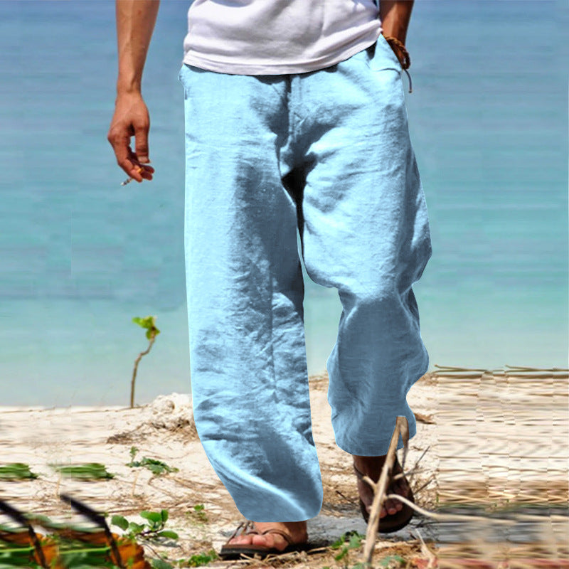 👖🕺【50% popust 🔥】【S–5XL】😍 Poletne moške ravne hlače širokih hlačnic v velikih velikostih, enobarvne, z vrvico v pasu, ležerne in zračne, 8 barv
