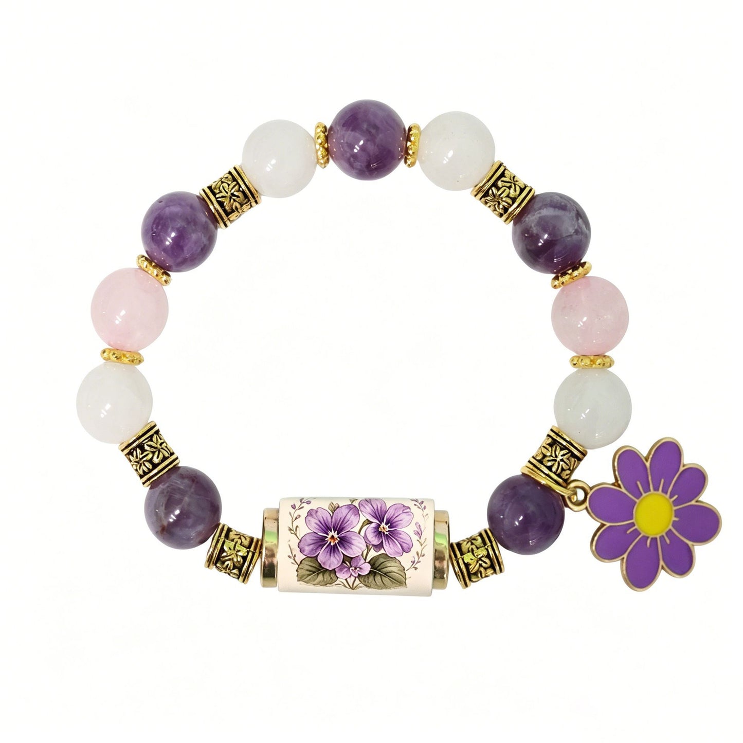 🔥【Kup 1, a 1 dostaniesz gratis】🎁✨Bransoletka urodzinowa z kwiatami na grudzień z zawieszką z róży w kształcie kropli oleju i bransoletką z chalcedonu🌸