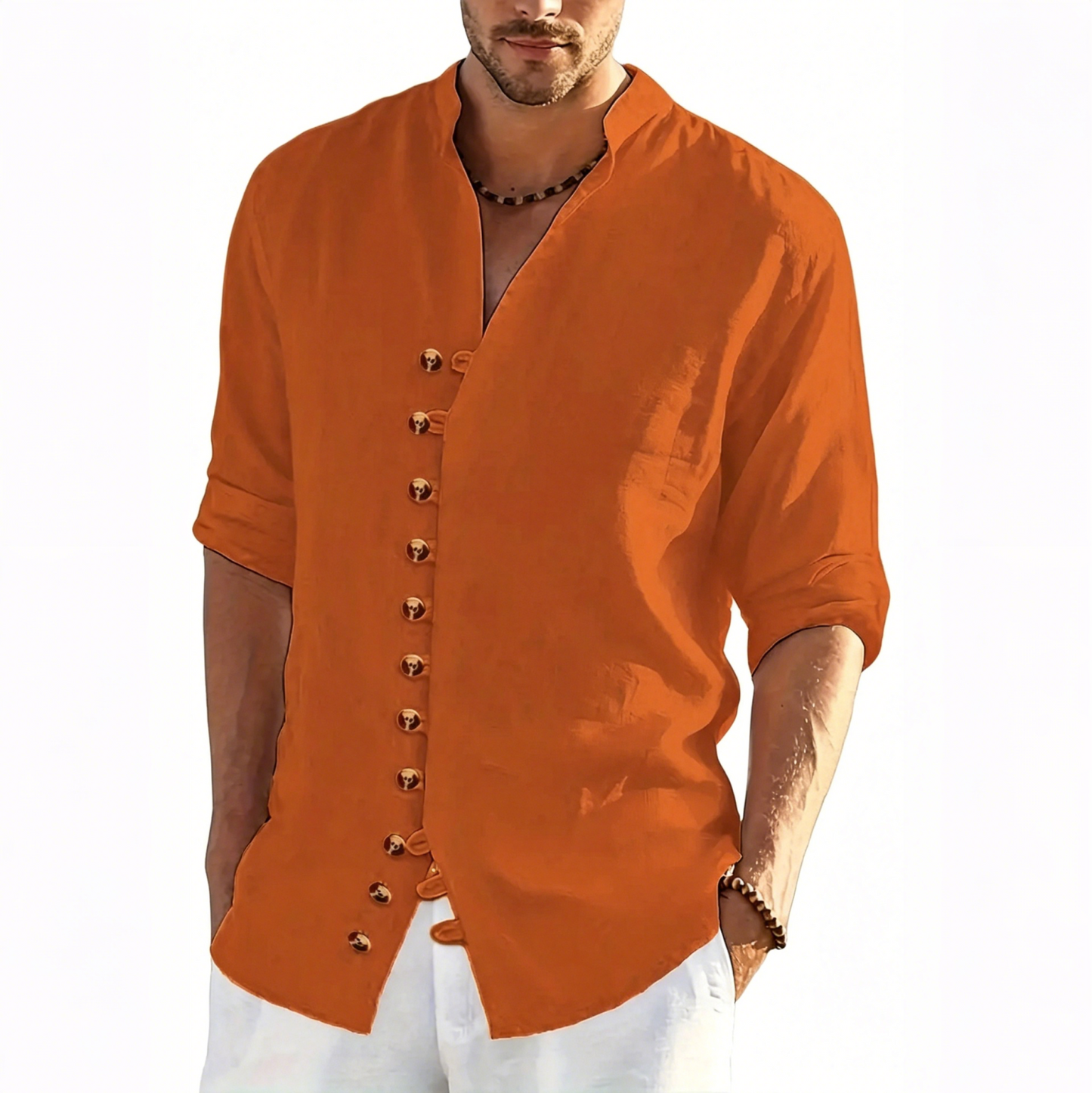 👔50% de descuento🔥 Camisa de verano de manga larga para hombre, confeccionada en lino y algodón ✅️Pago contra entrega