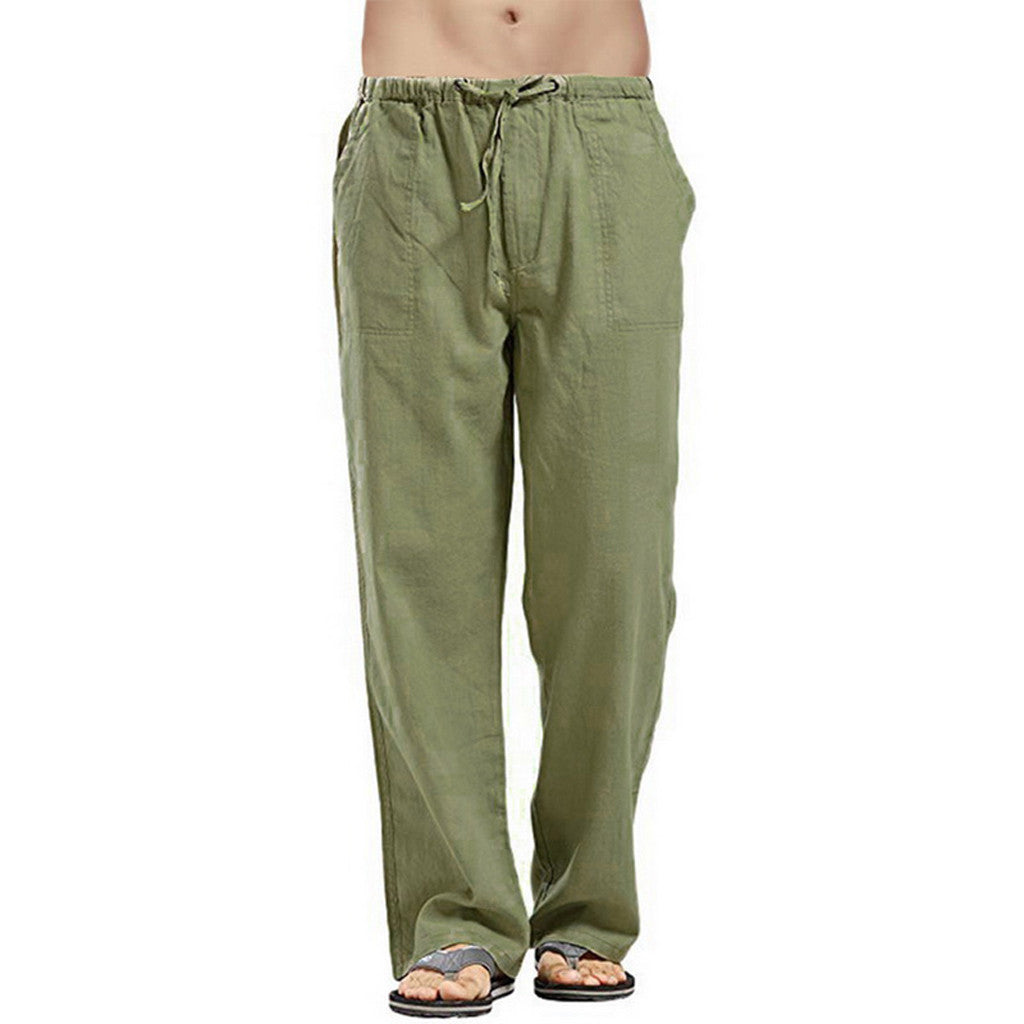 💥😎 【50 % popust🔥】【S–5XL】 🌈 Pantaloni casual pentru bărbați de marime mare din bumbac și in, 12 culori