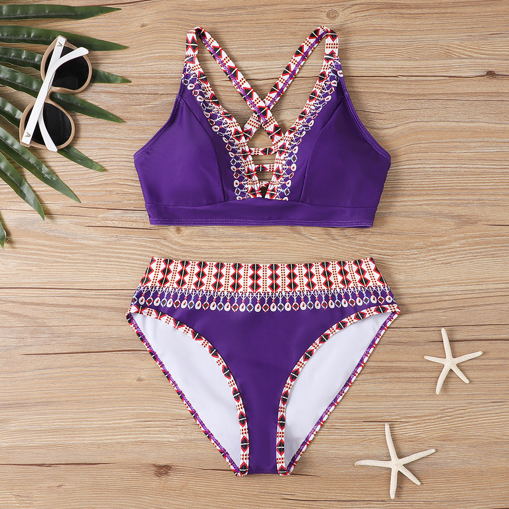 🎁Reducere de 50%👙🌴【S-5XL】Bikini nou, cu uscare rapidă, cu despicare încrucișată, stil etnic unic