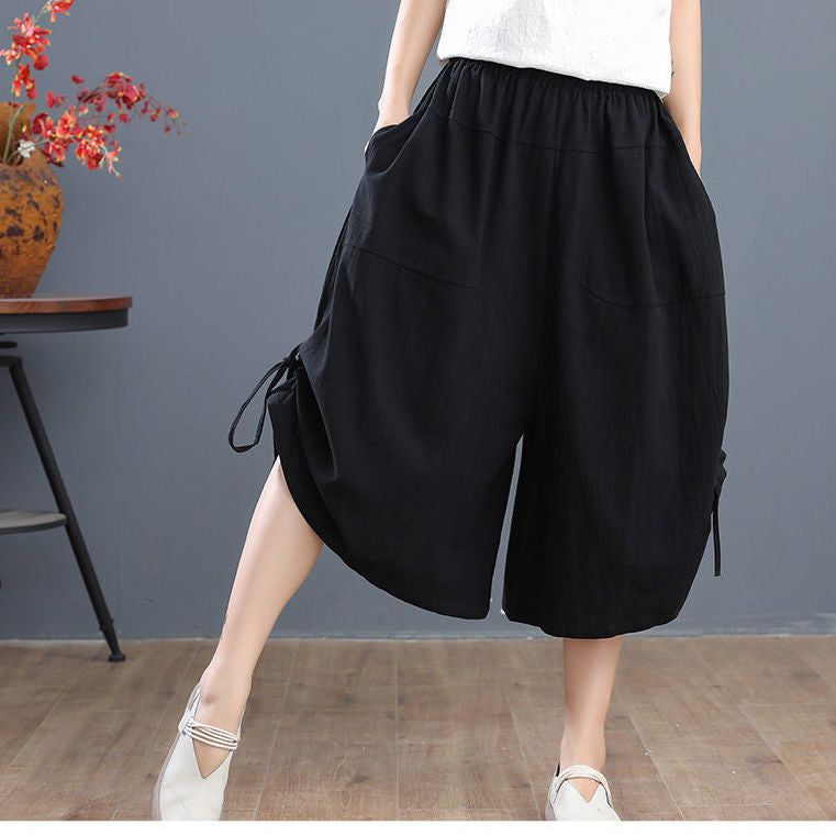 🔥🔥【Reducere 50%】【S-5XL】😍 Pantaloni largi din bumbac și in la modă de vară