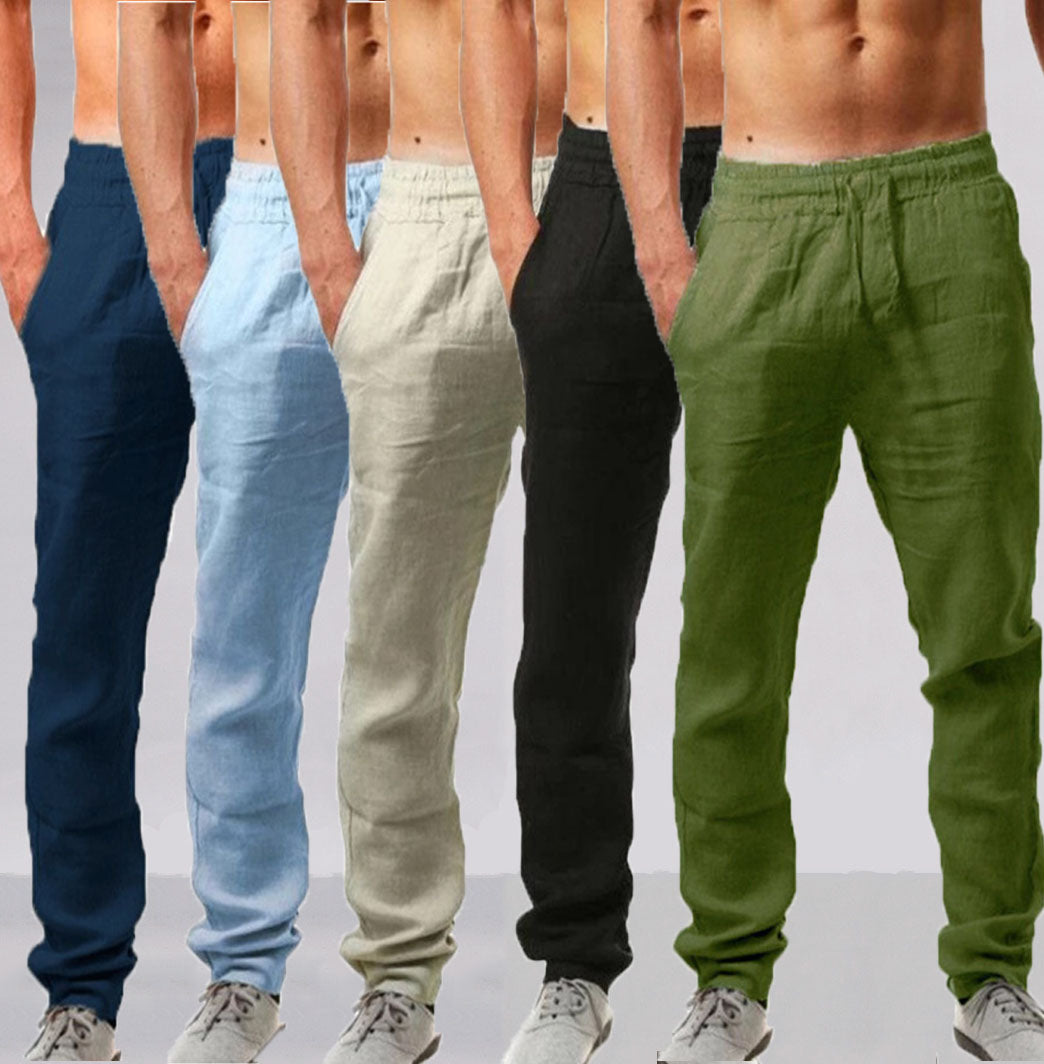 😍👖【S-4XL】💥Nove poletne moške športne hlače za leto 2025, velika velikost, široka različica iz zračnega bombaža in lanenega materiala