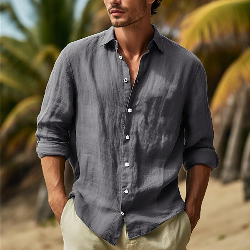 🎏👔【50% popust 🔥】【S–3XL】Nova poletna moška majica z dolgimi rokavi, velika velikost, na voljo v 9 barvah