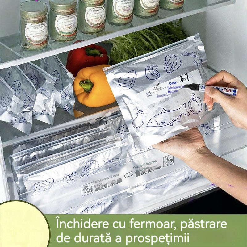 š„š„Un total de 60 de pungi antibacteriene din folie de aluminiu, super uČor de utilizat, pentru pÄstrarea prospeČimii.
