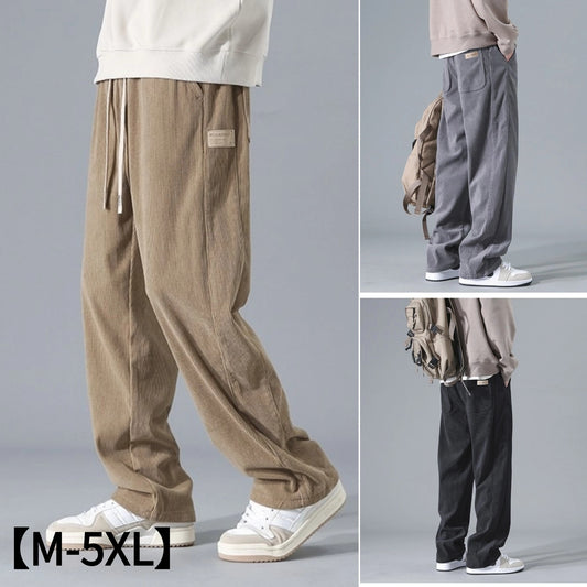 【45–115 kg】🔥 Moške ohlapne ravne trenirke iz korduroja, pomlad/jesen