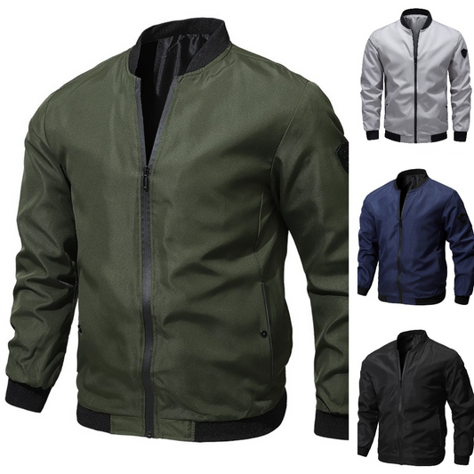 🚀🧥【50% popust 🔥】【S–6XL】Moška enobarvna pilotska jakna, na voljo v velikih velikostih