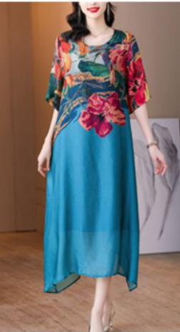 💖【SLEVA 50%】👗【M-5XL】Elegantní potištěné šaty