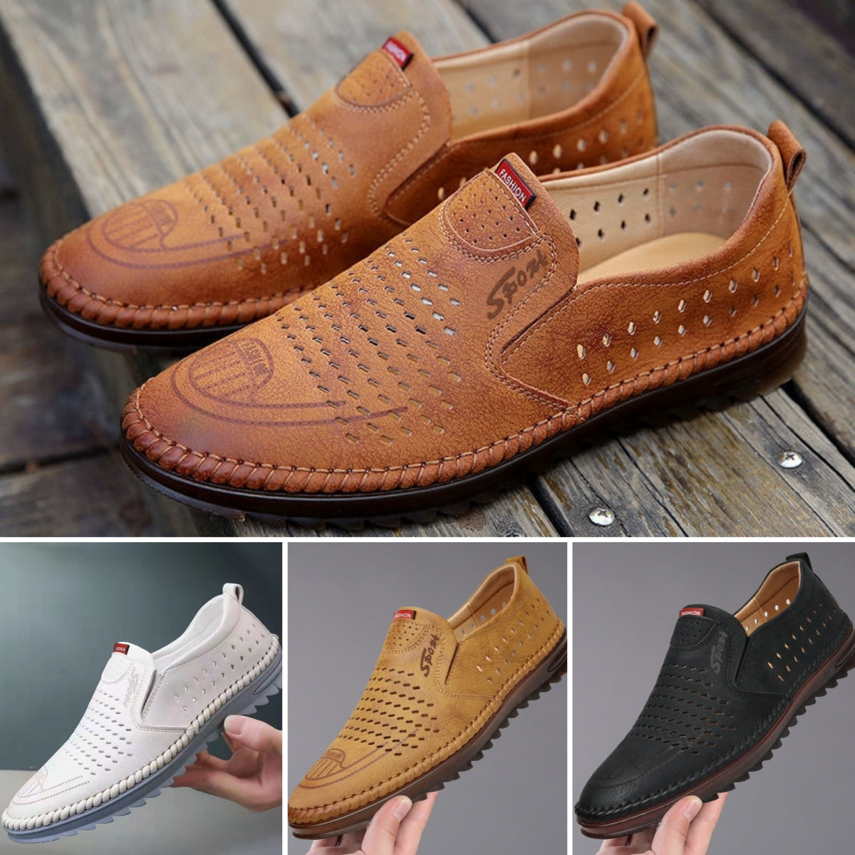 ✨【39-44】Pánské boty z duté síťoviny, prodyšné, kožené, volnočasové a všestranné