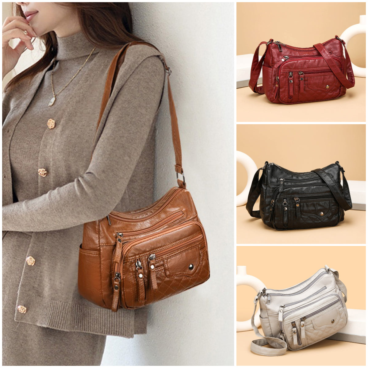 🔥【50% zľava】Nová veľká mäkká kožená taška cez rameno/crossbody taška z roku 2025