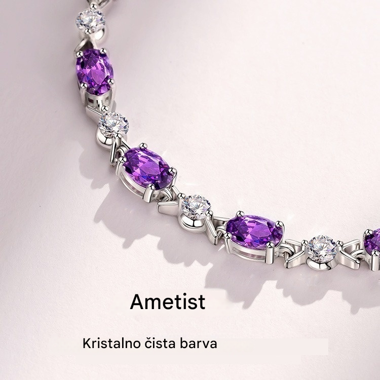 ššZapestnica z vijoliÄnim ametistom iz srebra 925