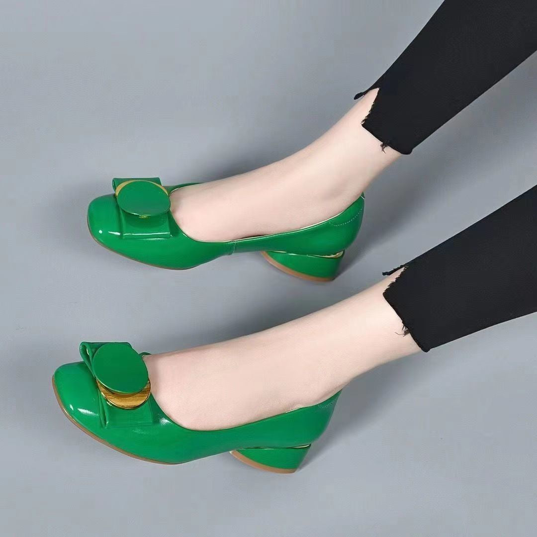 💥🔥👠2025 noua moda retro talpa moale respirabila toc gros catarama metalica marime mare pantofi dama