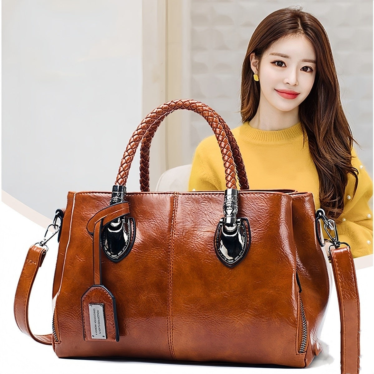 👜【50% отстъпка】Винтидж дамска чанта от кожа Boston, мека кожена чанта, може да се носи на едно рамо