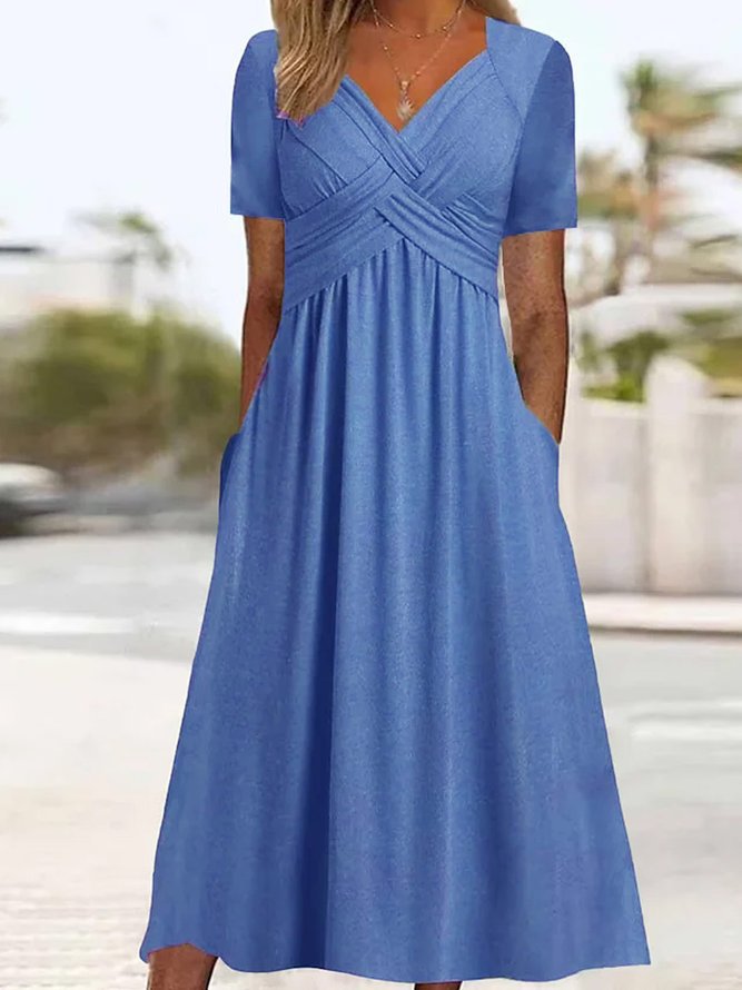 🔥🔥【S-3XL】2025 Rochii casual de lungime medie la modă, culoare pură