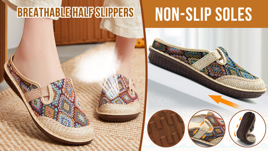 💖【35-41】Papuci de damă cu talpă moale din in brodat