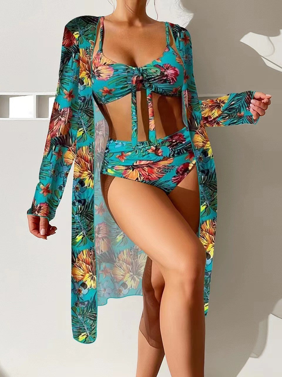 👙☀️【S-2XL】【Tridelni komplet】3-delni komplet kopalk z novim slogom šal 2025