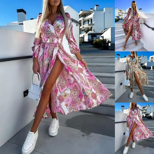 【🎉Na každou položku sleva 50 %】【S-2XL】Šaty s dlouhým rukávem a výstřihem do V