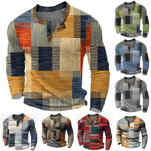 🌴🌈【50% sleva🔥】【S-4XL】👔😍 Nová kolekce pánských košil s potiskem, dlouhé rukávy, uvolněný styl Henry, dostupné ve více barvách