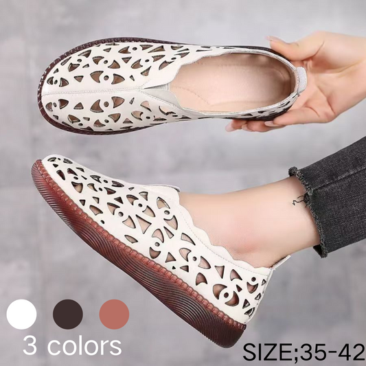 【35–42】Ženski retro čevlji 2025 – votli, zračni, z okroglim nosom, klasičen udoben slog