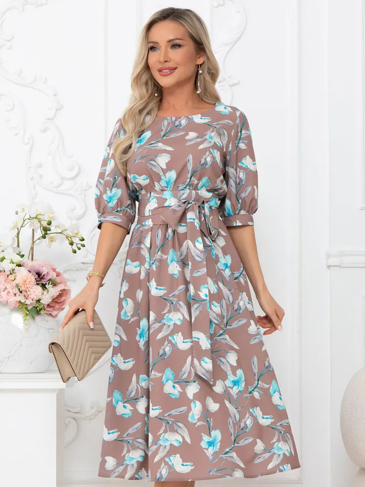 ✨【Promocija novih izdelkov】🎉50% popust👗【Veličine S-5XL】Nova potiskana obleka, elegantna, preprosta in modna oblika