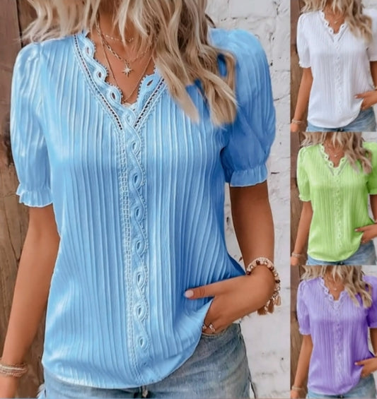 🤩🤗【S-5XL】2025 nov poletni slog z votlimi kratkimi rokavi