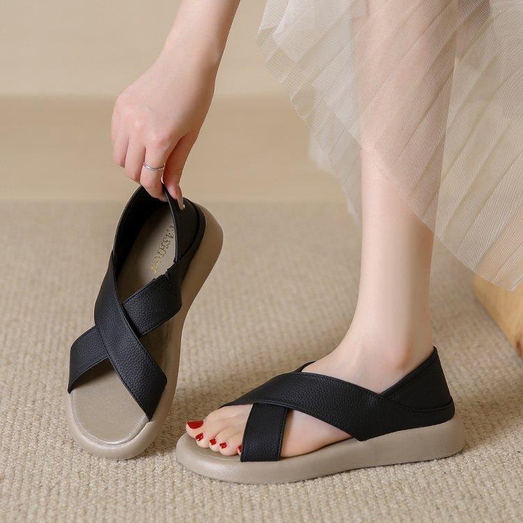 💕【35-42】Sandale plate romane din piele naturala casual si confortabile