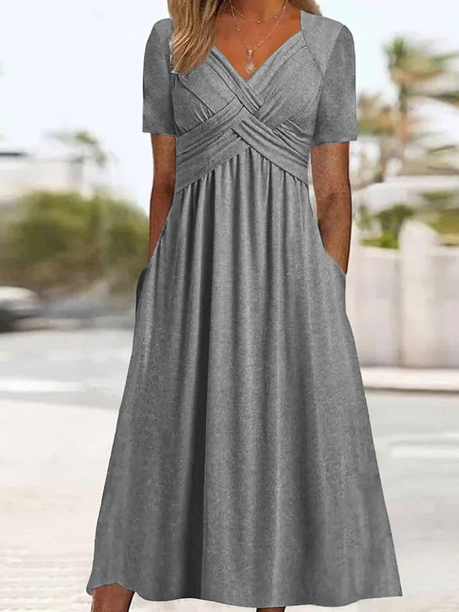 🔥🔥【S-3XL】2025 Rochii casual de lungime medie la modă, culoare pură