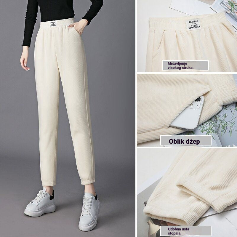 【💥Év végi kiárusítás - 50% kedvezmény💥】【M-3XL】Új női rugalmas kötött lezser nadrág. Polár béléssel a melegért