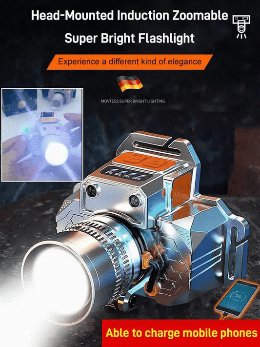 【✨Cumpărați 1 și primiți 1 gratuit】🔦Lanternă ultra-luminoasă cu senzor montat pe cap, eliberează mâinile, timp de iluminare ultra-lung